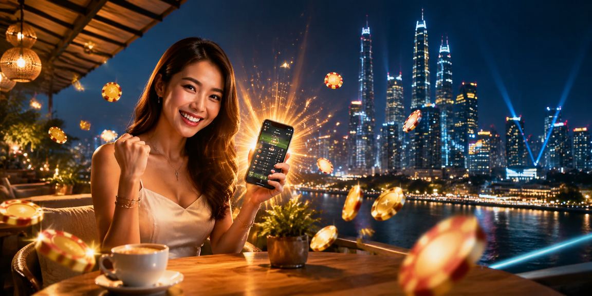 Pemain Malaysia bermain poker dalam talian melalui telefon di cla200 Kuala Lumpur